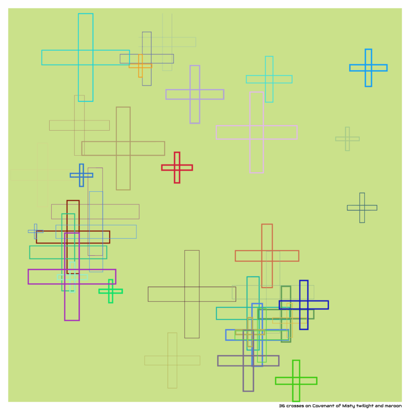 36 crosses on Covenant of Misty twilight and maroon