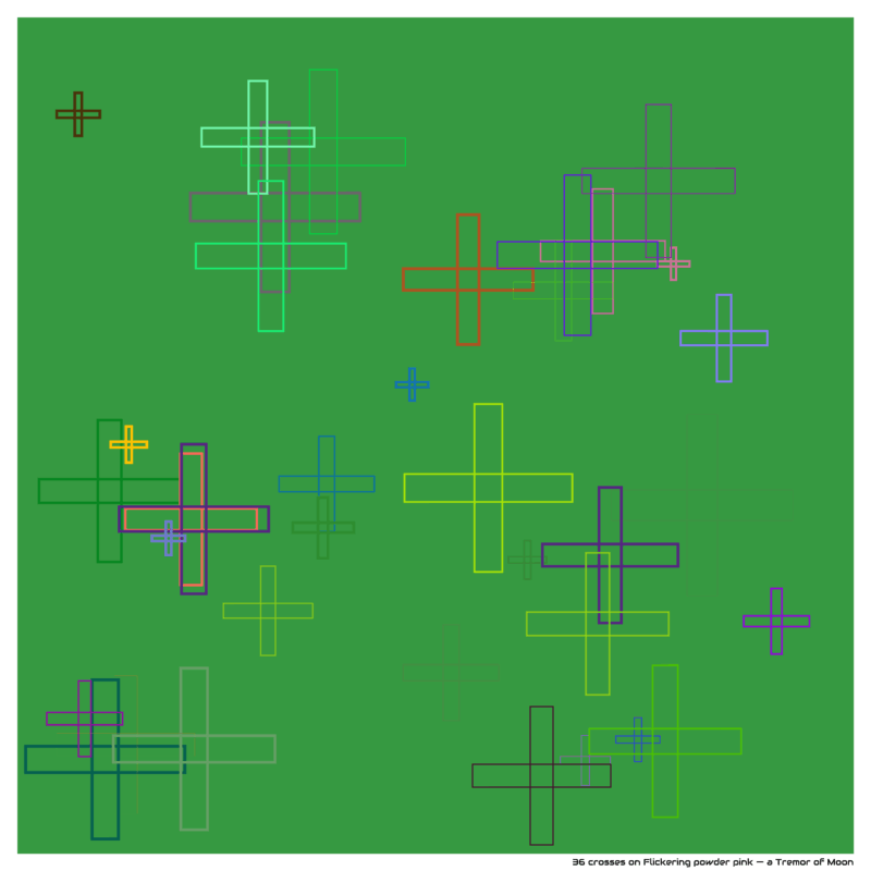 36 crosses on Flickering powder pink — a Tremor of Moon