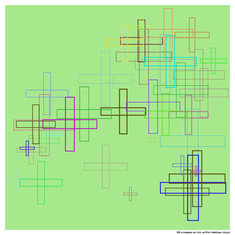 39 crosses on ink within Mellow cloud