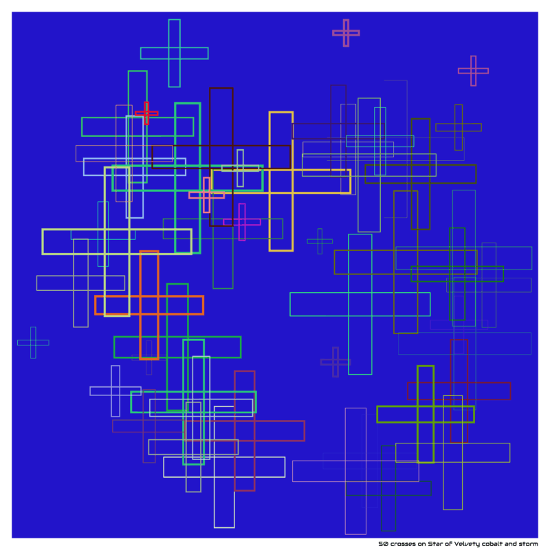 50 crosses on Star of Velvety cobalt and storm