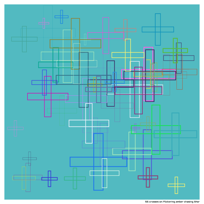 55 crosses on Flickering amber chasing Star