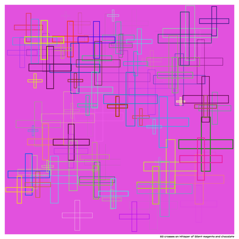 83 crosses on Whisper of Silent magenta and chocolate
