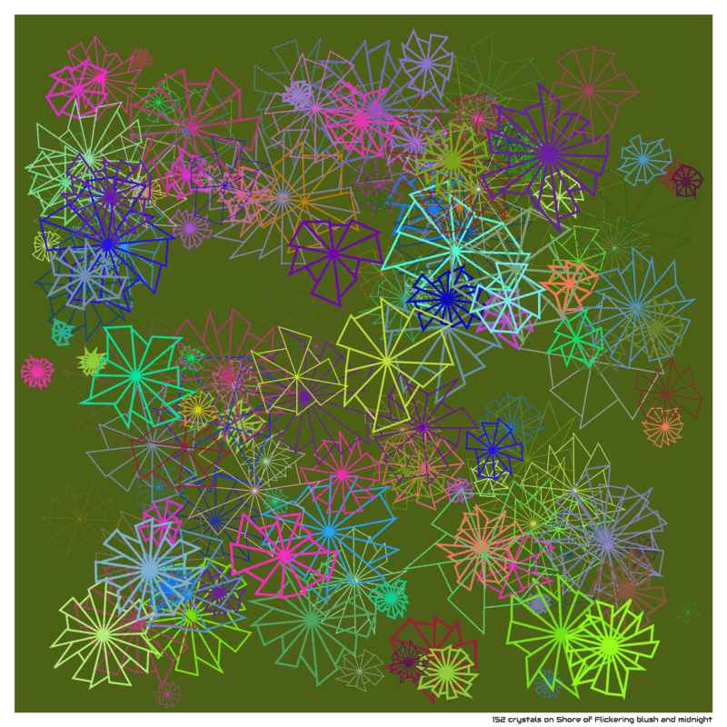 152 crystals on Shore of Flickering blush and midnight