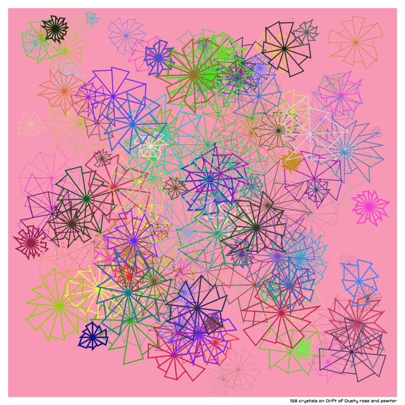 158 crystals on Drift of Dusty rose and pewter