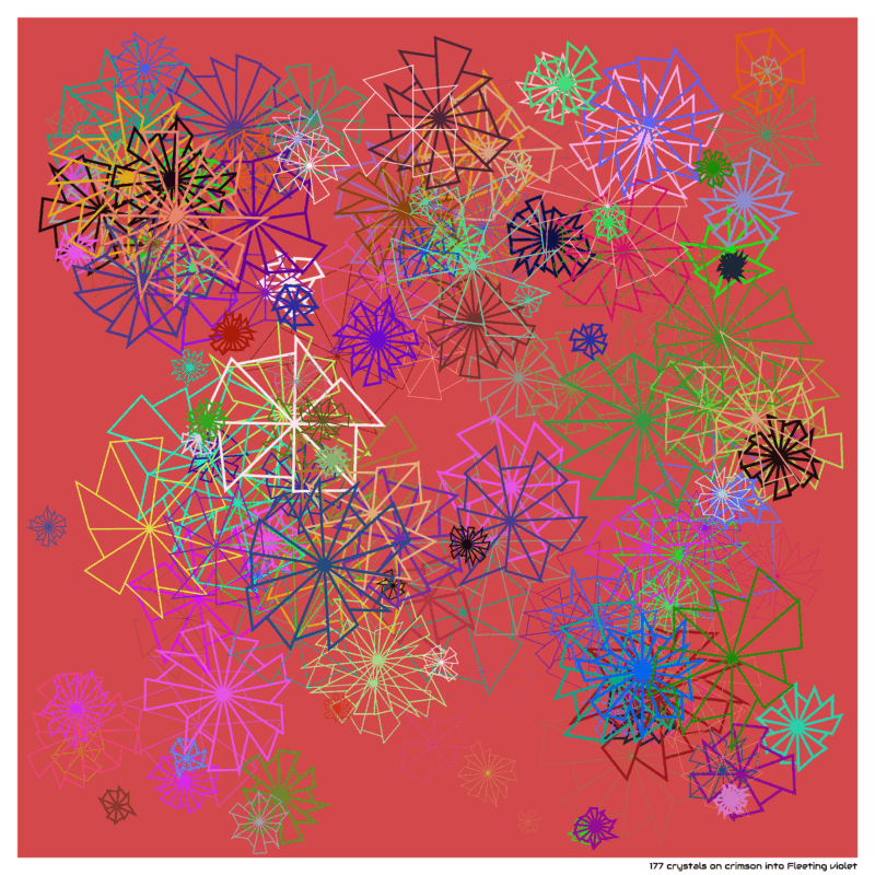 177 crystals on crimson into Fleeting violet
