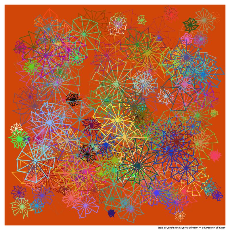 223 crystals on Mystic crimson — a Descent of Dust