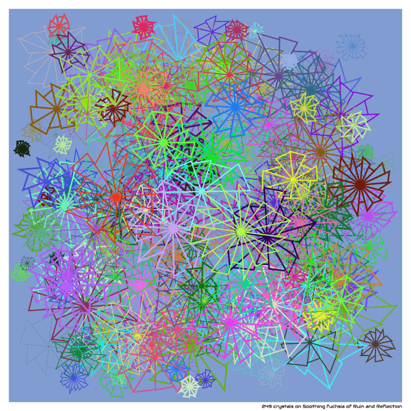 249 crystals on Soothing fuchsia of Ruin and Reflection