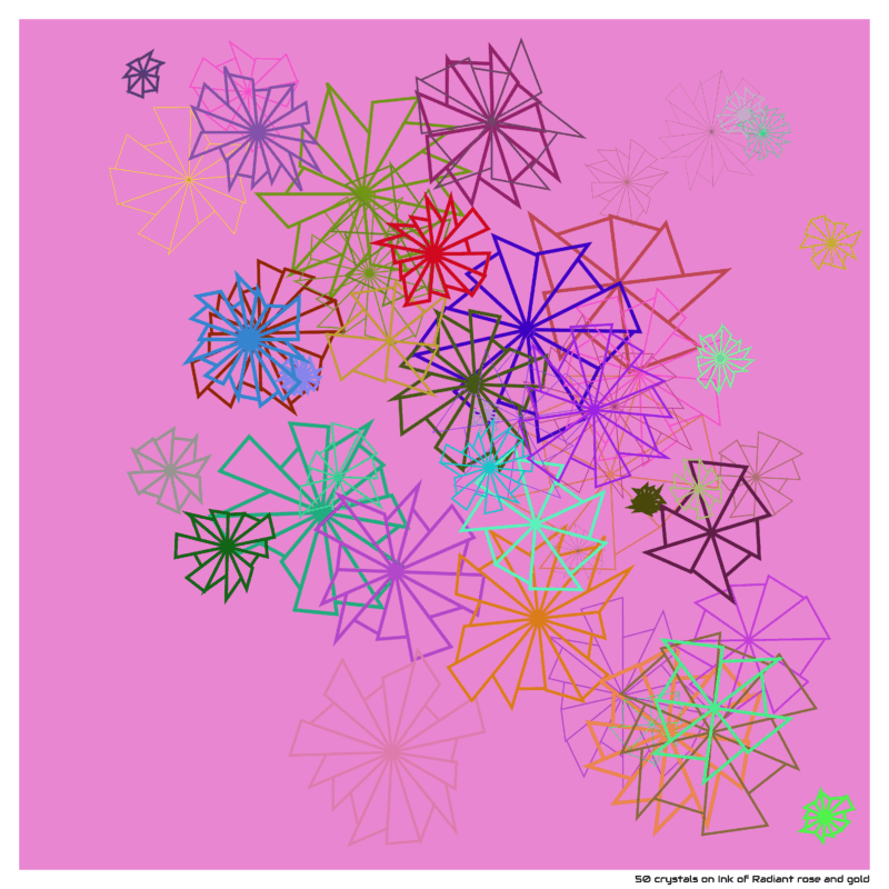 50 crystals on Ink of Radiant rose and gold