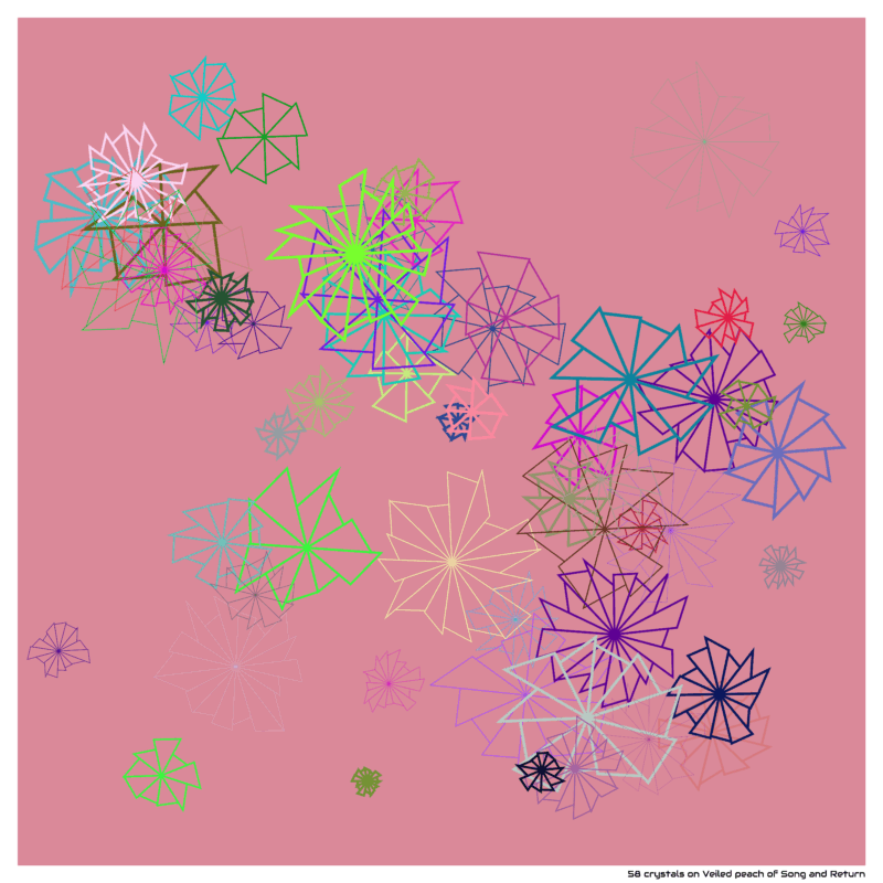 58 crystals on Veiled peach of Song and Return