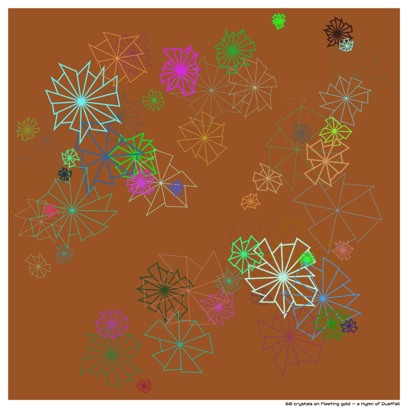 60 crystals on Fleeting gold — a Hymn of Dustfall
