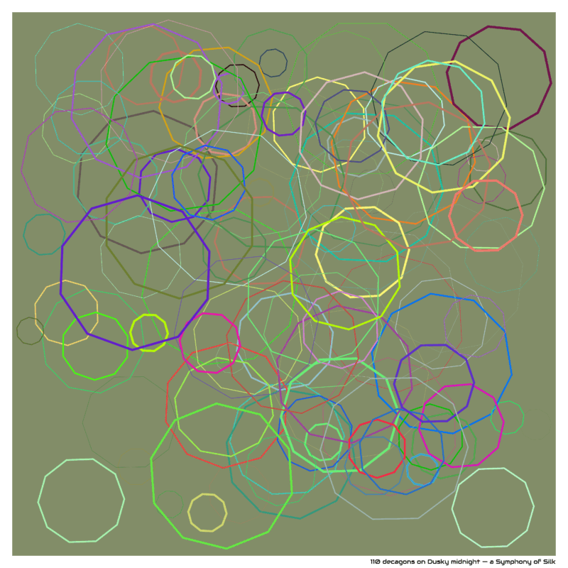 110 decagons on Dusky midnight — a Symphony of Silk