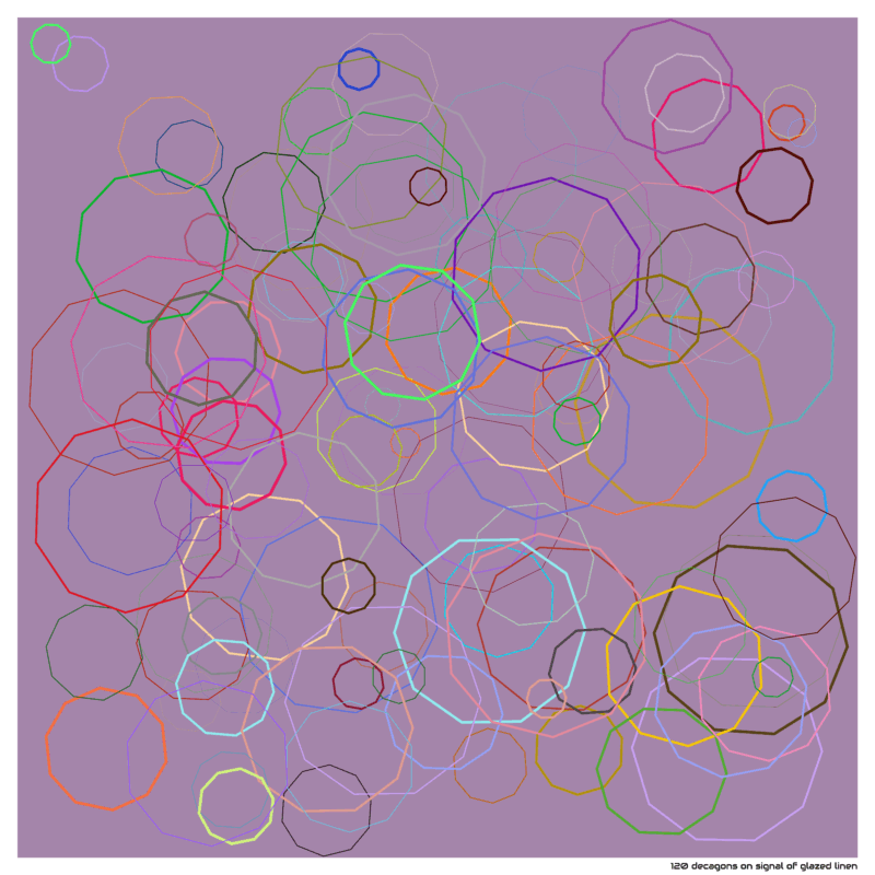 120 decagons on signal of glazed linen
