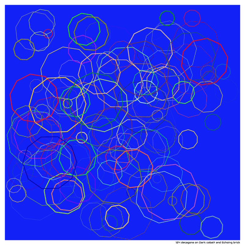 124 decagons on Dark cobalt and Echoing brick
