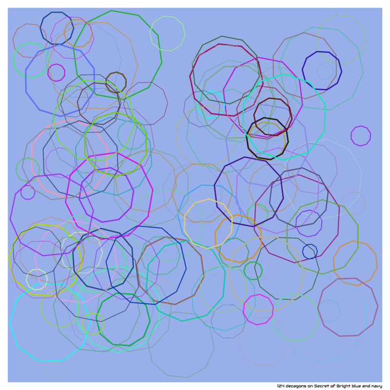 124 decagons on Secret of Bright blue and navy