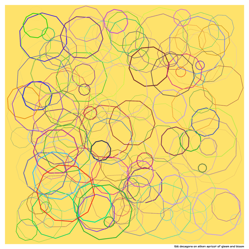 156 decagons on silken apricot of gleam and bloom