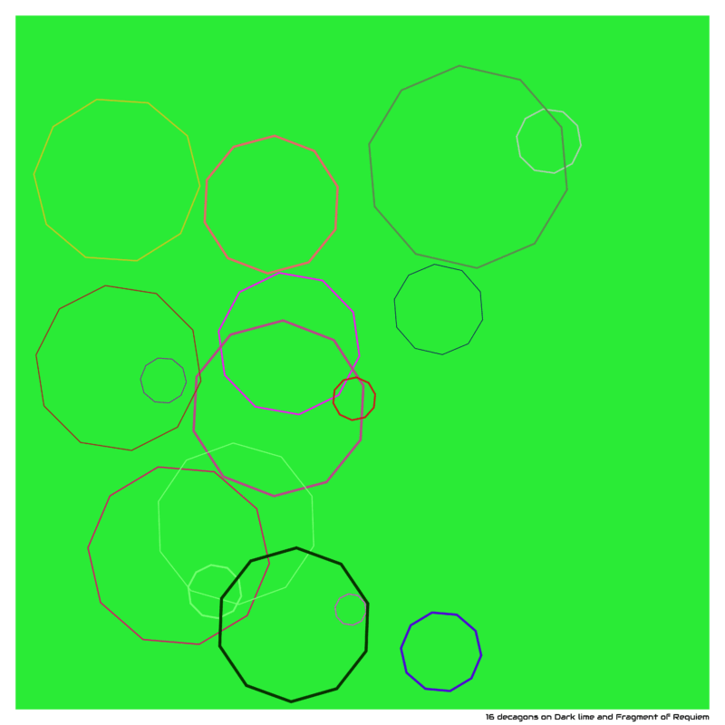 16 decagons on Dark lime and Fragment of Requiem