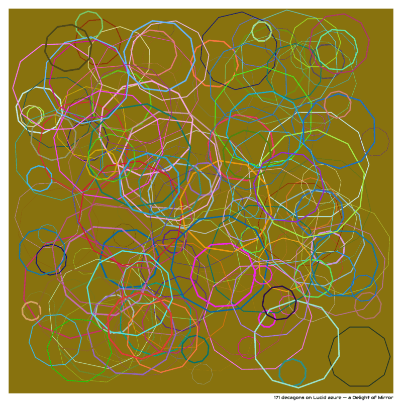 171 decagons on Lucid azure — a Delight of Mirror