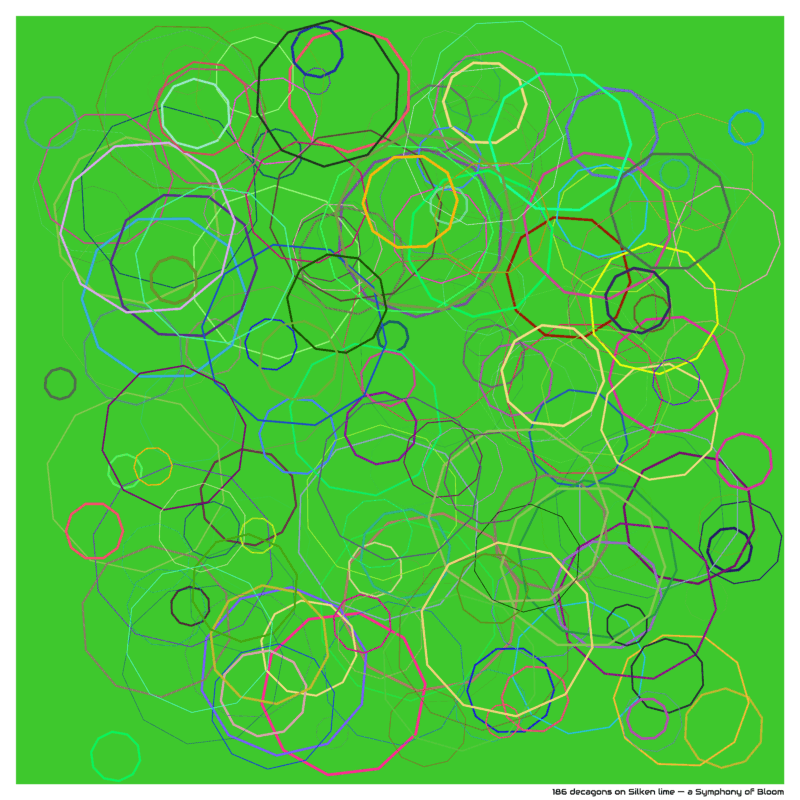 186 decagons on Silken lime — a Symphony of Bloom