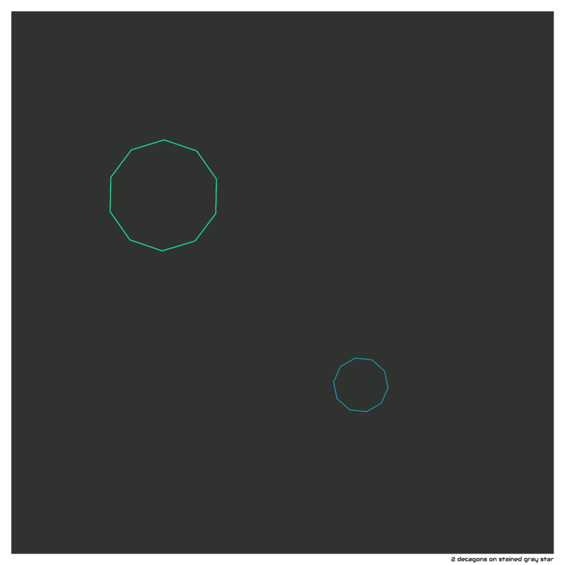 2 decagons on stained gray star