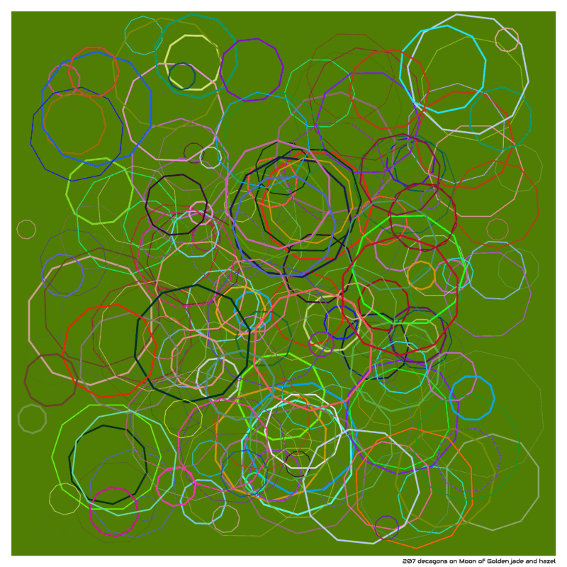 207 decagons on Moon of Golden jade and hazel