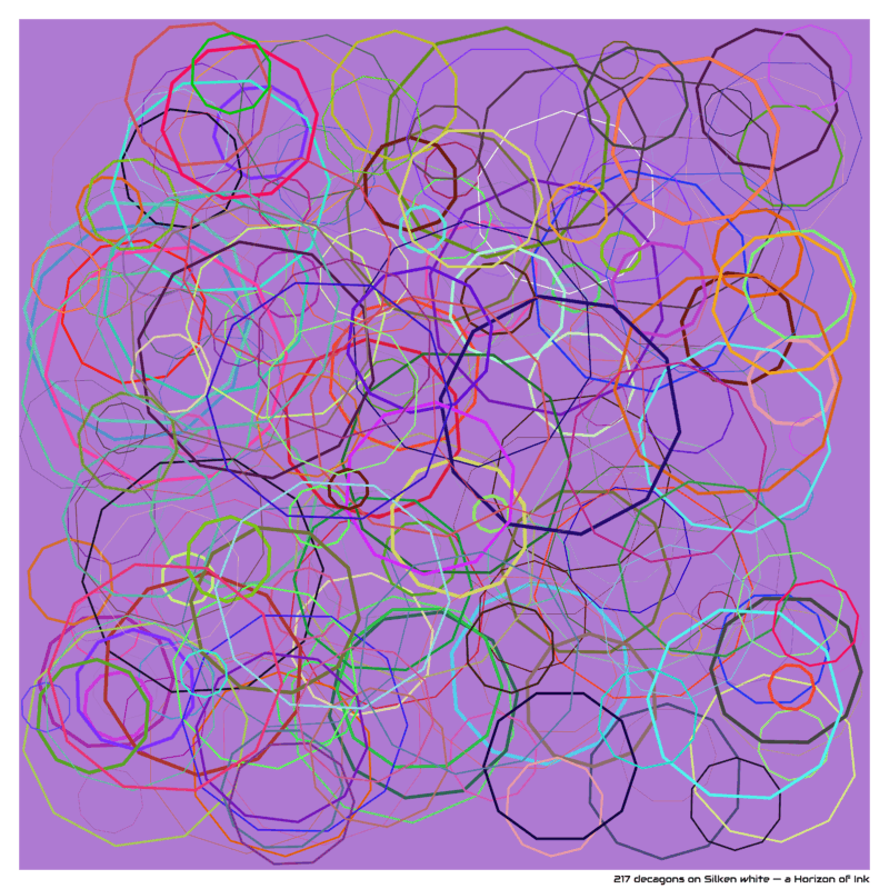 217 decagons on Silken white — a Horizon of Ink