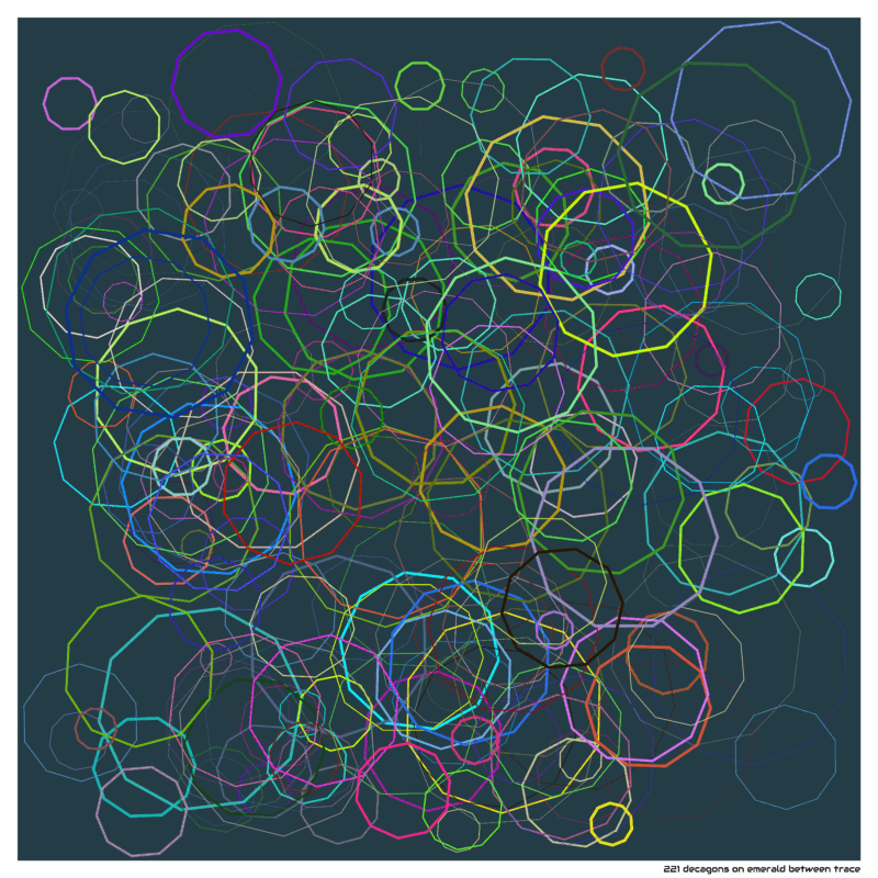 221 decagons on emerald between trace