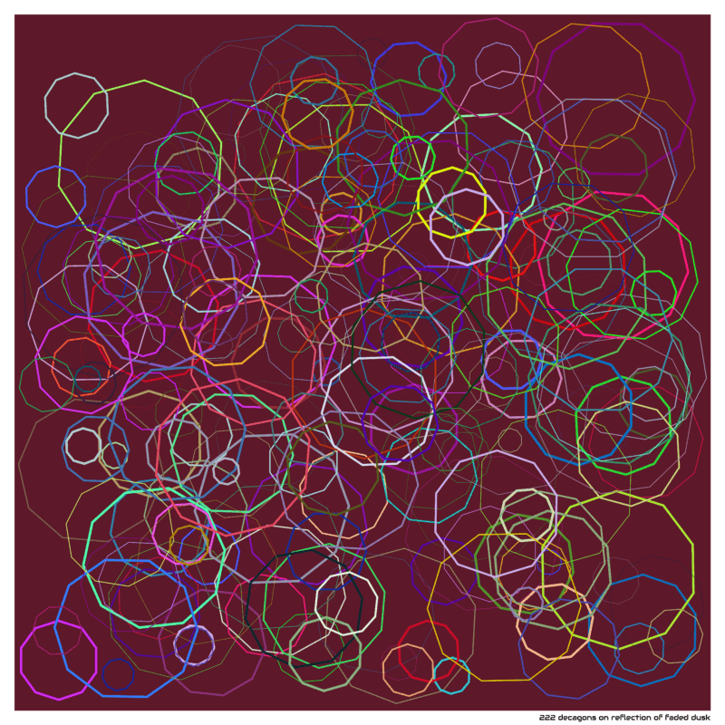 222 decagons on reflection of faded dusk