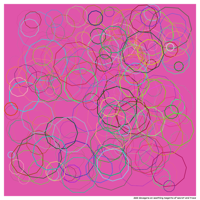 222 decagons on soothing magenta of secret and trace