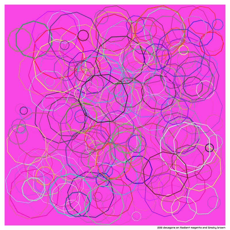 233 decagons on Radiant magenta and Smoky brown