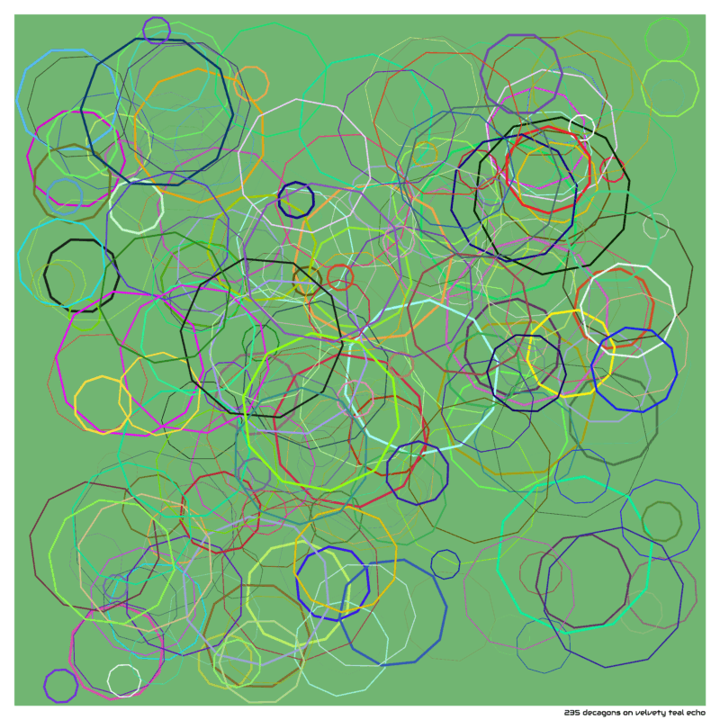 235 decagons on velvety teal echo