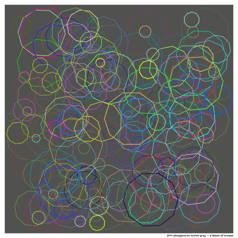 244 decagons on muted gray — a bloom of breeze