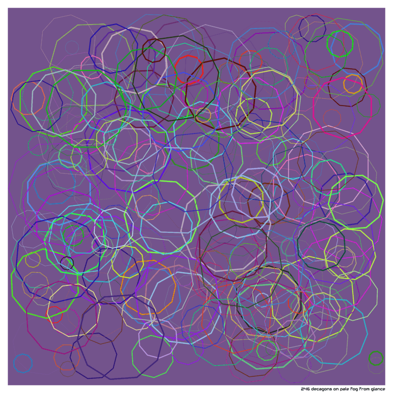 246 decagons on pale fog from glance