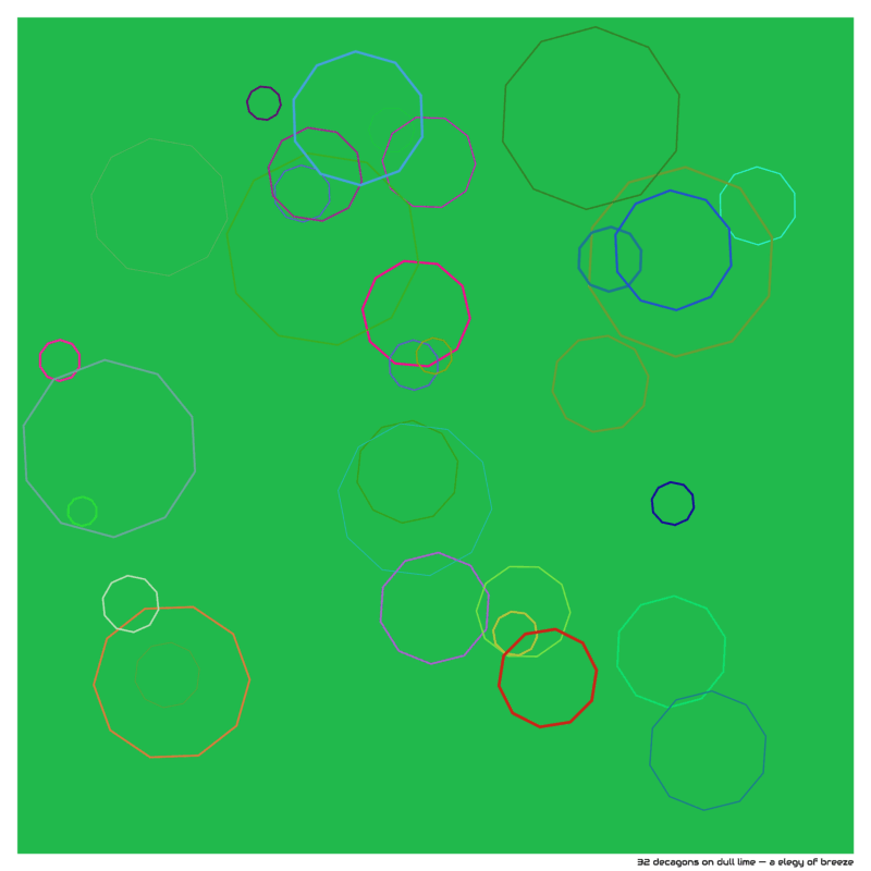 32 decagons on dull lime — a elegy of breeze