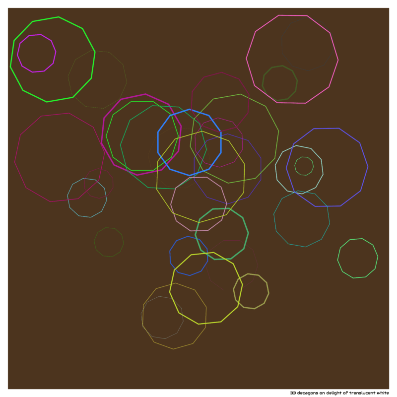 33 decagons on delight of translucent white