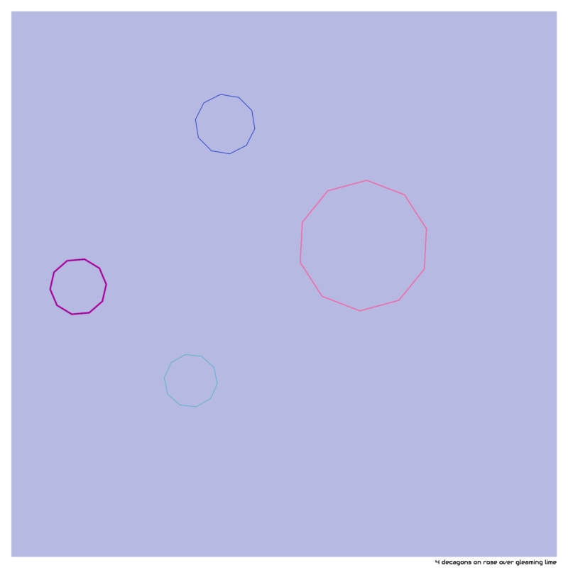 4 decagons on rose over gleaming lime