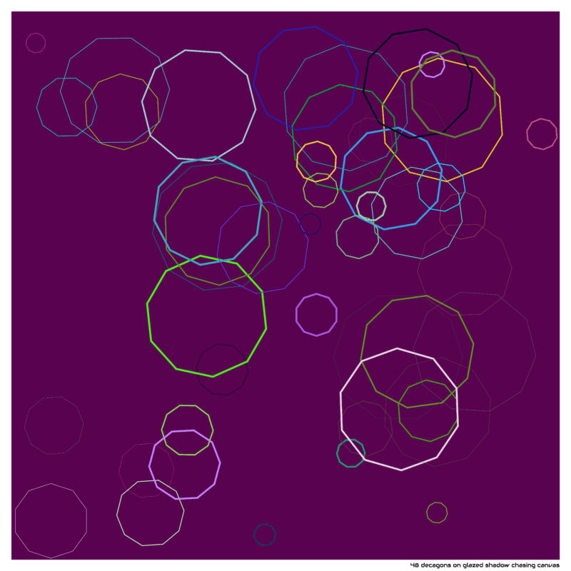 48 decagons on glazed shadow chasing canvas