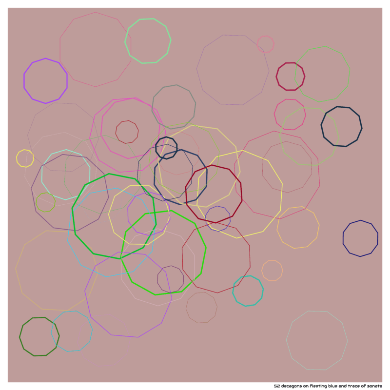 52 decagons on fleeting blue and trace of sonata