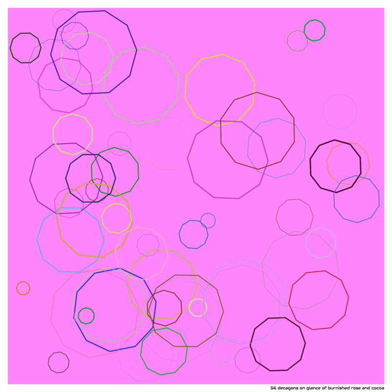 56 decagons on glance of burnished rose and cocoa