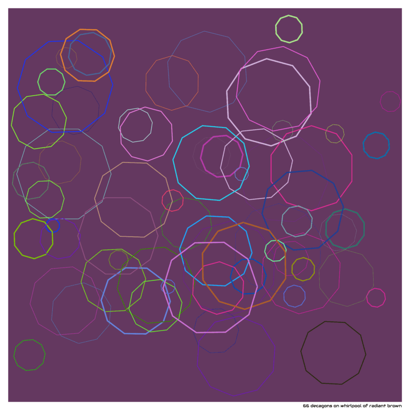 66 decagons on whirlpool of radiant brown