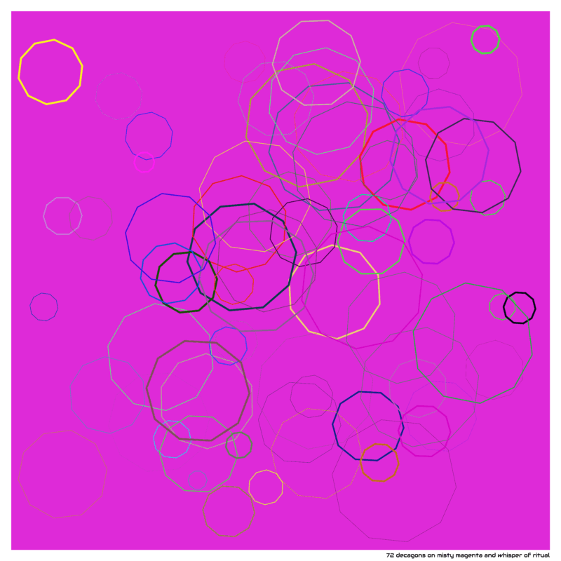 72 decagons on misty magenta and whisper of ritual