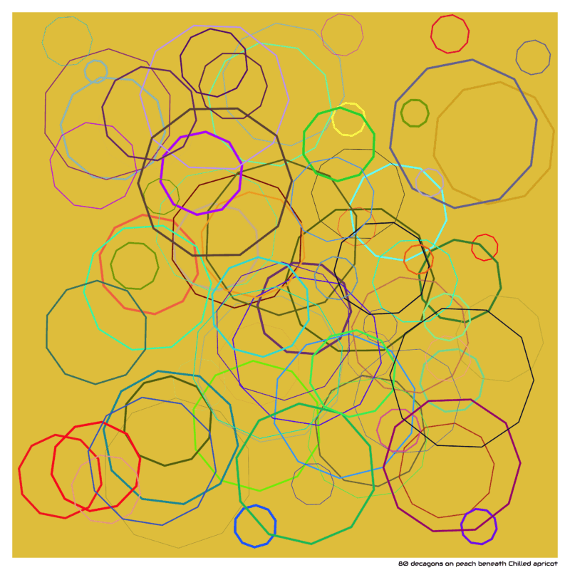 80 decagons on peach beneath Chilled apricot