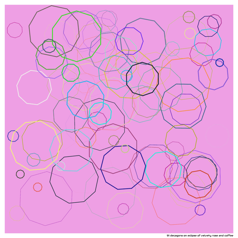 91 decagons on eclipse of velvety rose and coffee