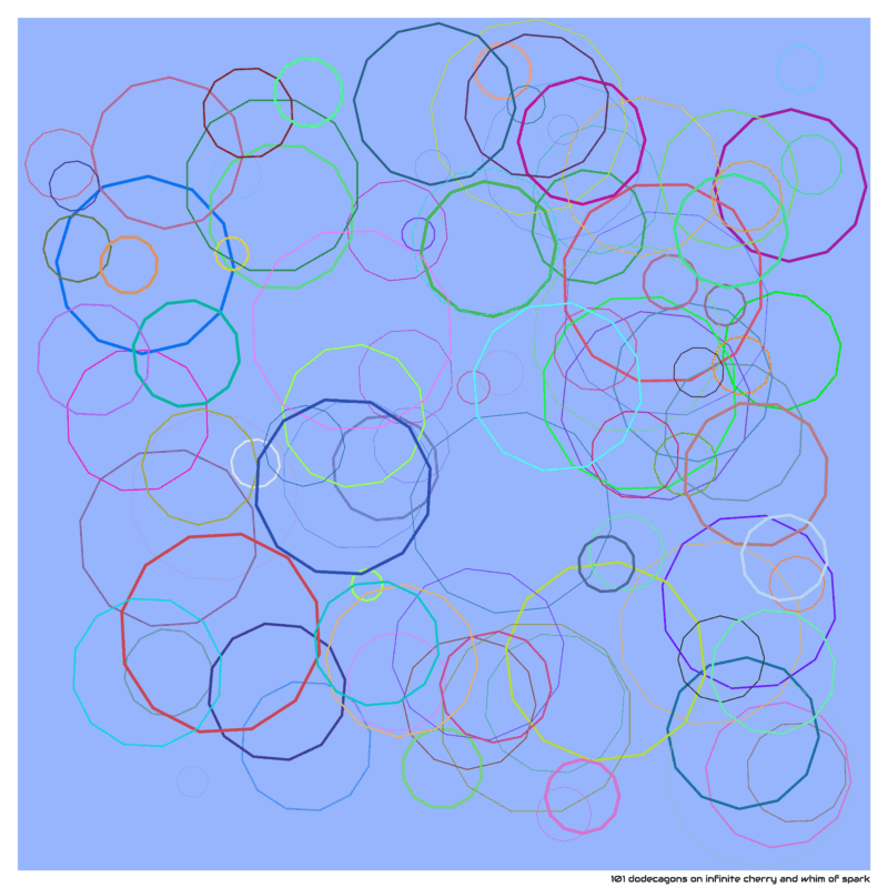 101 dodecagons on infinite cherry and whim of spark