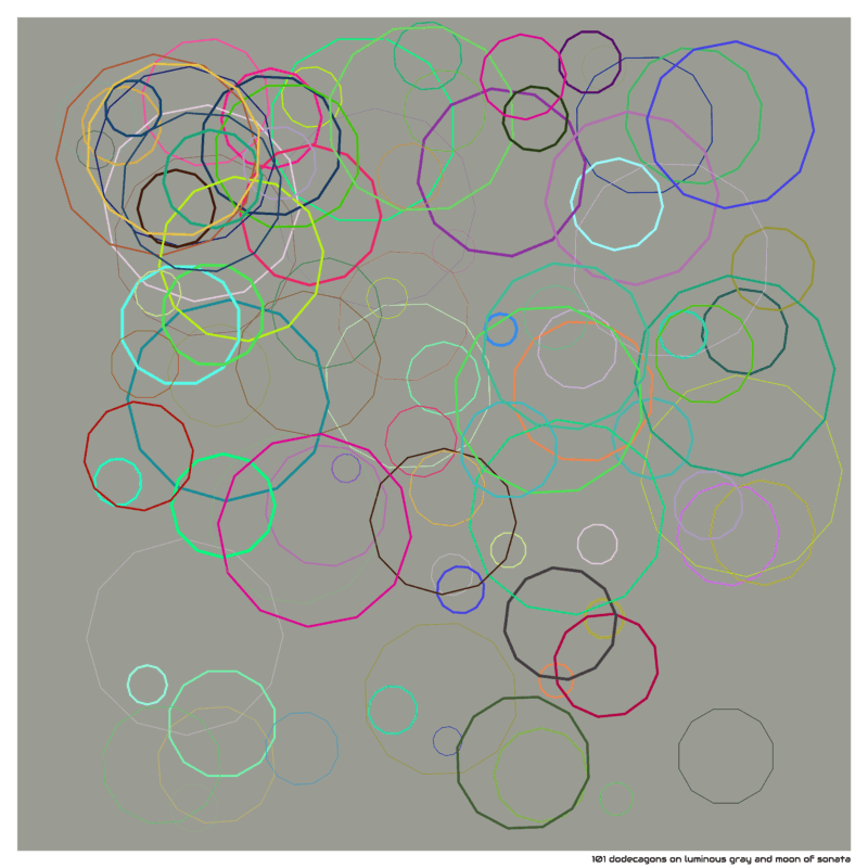 101 dodecagons on luminous gray and moon of sonata