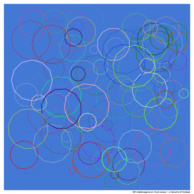 104 dodecagons on Vivid cocoa — a Sonata of Eclipse
