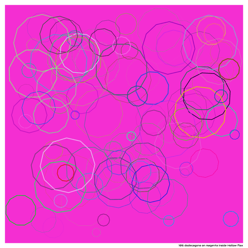 106 dodecagons on magenta inside Hollow flax