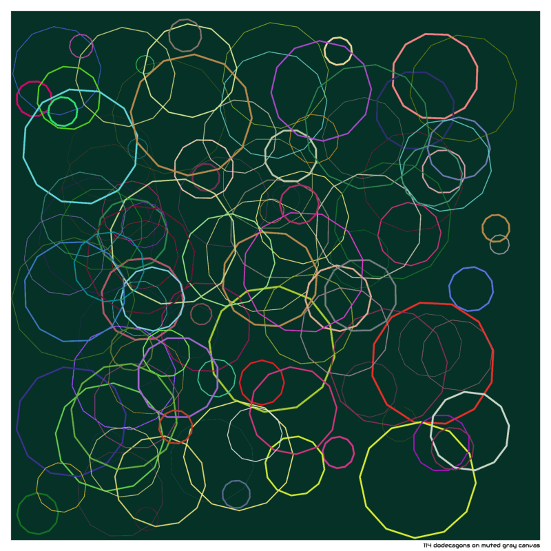 114 dodecagons on muted gray canvas