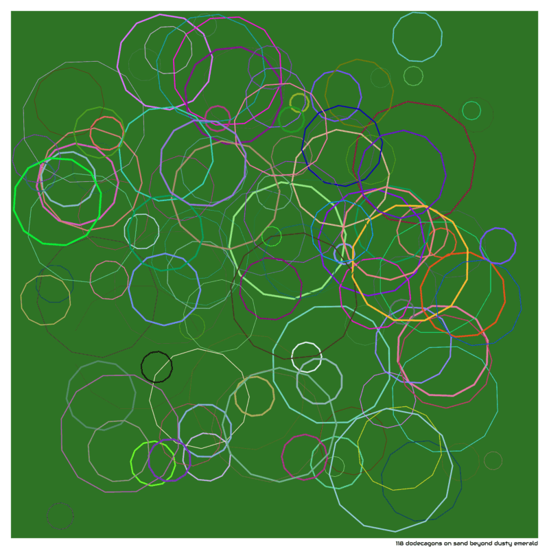 118 dodecagons on sand beyond dusty emerald
