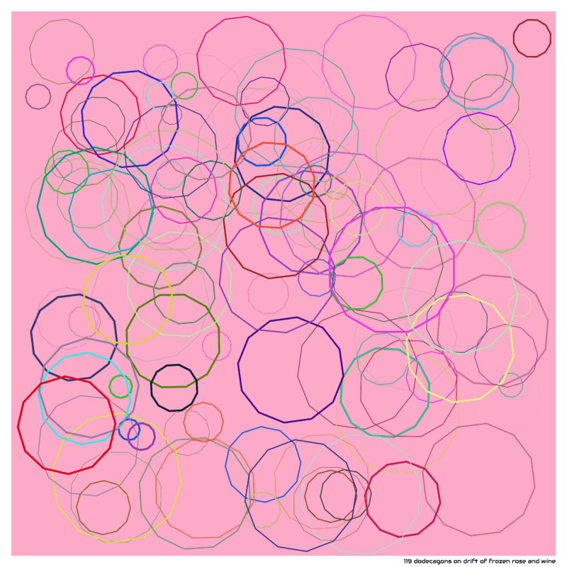 119 dodecagons on drift of frozen rose and wine