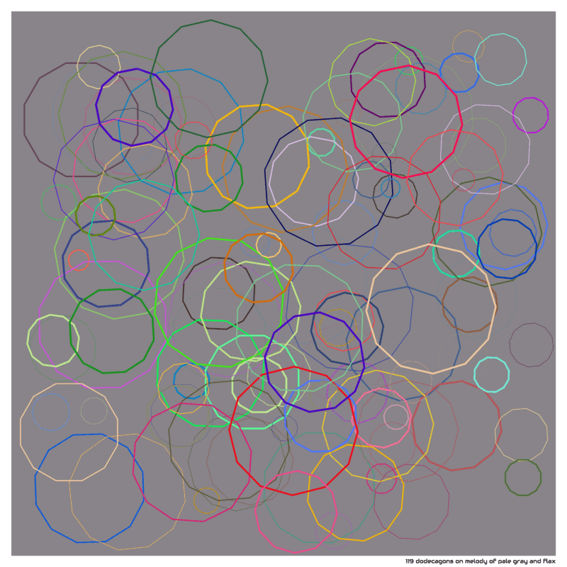 119 dodecagons on melody of pale gray and flax